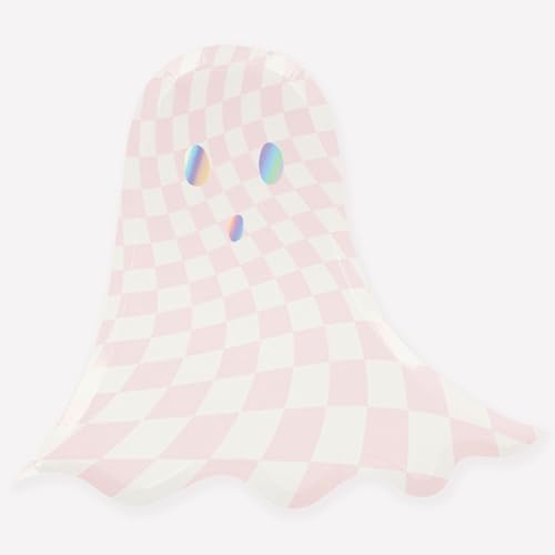 - Pink Checker Ghost Plates - Pembe Hayalet Tabaklar (8'li)