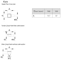 V- Kare 5608280 Duş Kanalı, Çıkışlı, 15x15 cm, DK 100 Kapak, Parlak Krom