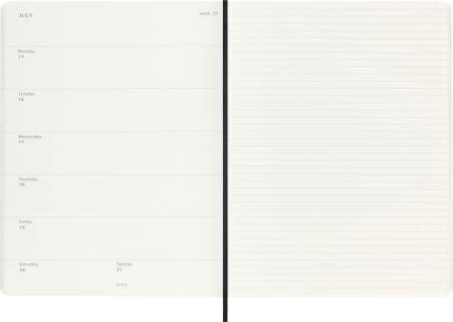 Haftalık planlayıcı, notlar için yerli, 12 ay 2024, ajanda 2024, XL 19 x 25, lastik kilitli yumuşak kapak, renk siyah