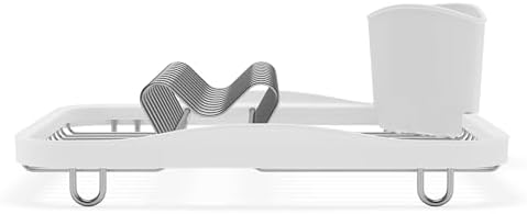 Sinkin metal bulaşıklık, çıkarılabilir çatal bıçak sepetli – lavaboya veya çalışma yüzeyine uyar, kompakt ve kullanışlı, beyaz/nikel