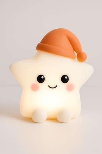 Hayvan Figürlü Gece Lambası, Silikon RGB Dokunmatik, Yumuşak Işık, Bebek Odası ve Çocuklar İçin, USB Şarjlı, Renkli Aydınlatma, Dekoratif Gece Lambası, Uyku Işığı (Yıldız)