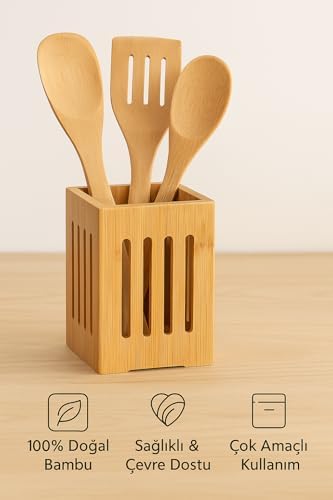 Bambu Mutfak Organizeri, Kare 10×10 cm, Pencereli Ahşap Düzenleyici Kutusu