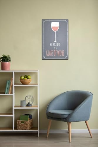Kuşe Kağıt Duvar Posteri All You Is A Glass Of Wine Retro Drtr0118