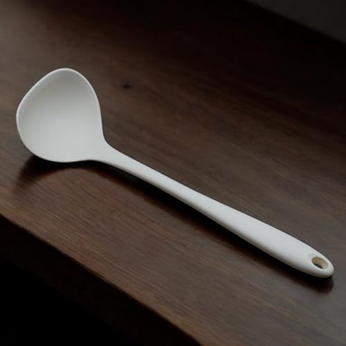 Silikon Çorba Kepçesi - 29,5 CM Krem Renkli Özel Seri