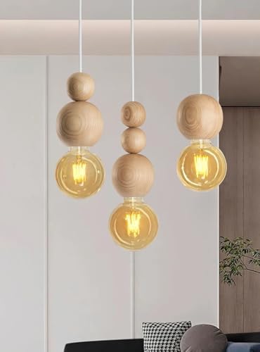 Ahşap Detaylı Modern Rustik Sarkıt Avize Şık Ve Doğal Tasarım Salon Oturma Odası (Beyaz-Ahşap)