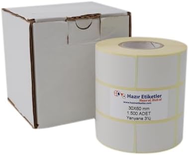, hazır al hızlı al PP Opak Etiket 30mm x 60mm 1500 Adet Yan Yana 3 lü