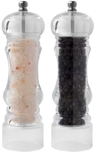 Akrilik Tuz Karabiber Değirmeni Öğütücü - Baharat Öğütücüsü, 18 Cm 2 Adet, Akrilik Değirmen 18 cm