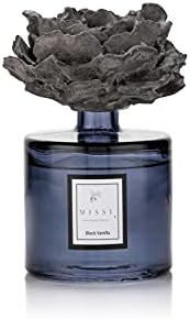 500 ml Siyah Silindir Şişe Vanilya Kokulu Gül Taşlı Oda Kokusu