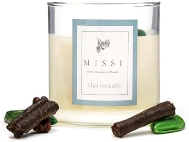 Üfleme Cam Ahşap Fitilli Chai Tea Vegan Mum (140 gr)