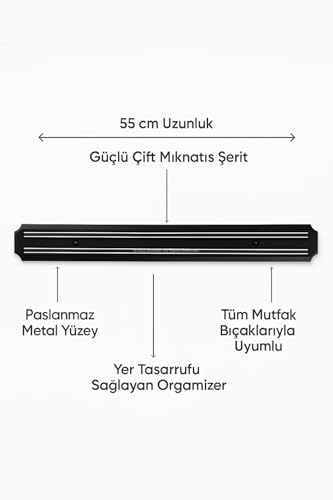 Mıknatıslı Bıçak Tutucu 55 cm, Güçlü Manyetik Bıçak Standı, Duvara Monte Mutfak Düzenleyici, Yer Tasarruflu Pratik Bıçaklık, Mutfak Aletleri ve Setleri için Dekoratif Organizer Aparat