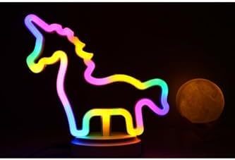 Sevimli Renkli Neon Ve 3D Küre Stantlı, Pil + Kablo'lu Gece Lambası Çocuk Odası Festival Parti Dekorasyon