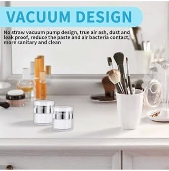 Yenigeldi 50 Ml (Büyük Boy) Havasız Pompa Vakumlu Şişe Kapaklı Yeniden Doldurulabilir Krem Kavanozu,Şeffaf Beyaz