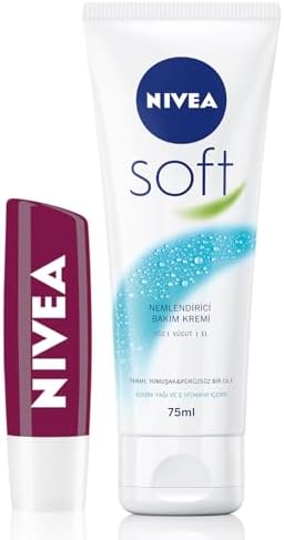 NIVEA Soft El Kremi 75ml, Dudak Bakım Nemlendirici Böğürtlen 4,8 gr