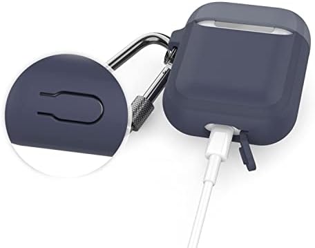 AirPods 1-2 Nesil Uyumlu Silikon Kılıf – Mat Yumuşak Dokulu, Darbe Emici, Kemer Klipsli Karabina, Kablosuz Şarj Destekli, Yedek Üst Kapak Hediyeli, Toz Geçirmez Koruyucu Kılıf Laciver Mavi