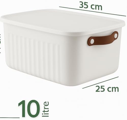 2'Li Kapaklı Saklama Kutusu Seti -10 Litre – Turuncu -Taşınabilir Kulplu, Dolap İçi Düzenleyici, Çok Amaçlı Organizer Kutu, Oyuncak & Kıyafet Kutusu