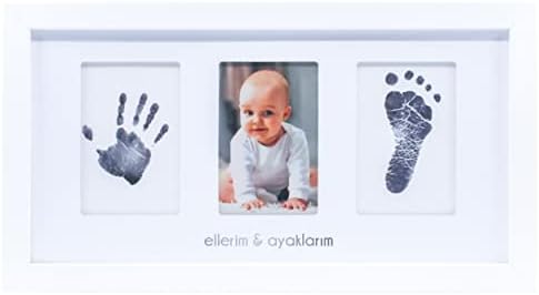 Yenidoğan Bebek El ve Ayak İzi Fotoğraf Çerçevesi Seti - Mürekkepsiz Baskı Kiti ile Birlikte