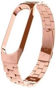- Akıllı Saat Kordonu - Mi Band 6 Uyumlu Metal Kordon Rose Renk, Şık ve Dayanıklı - Rose