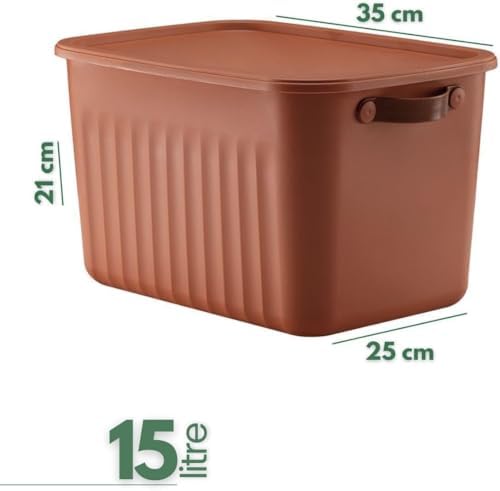 3 Adet Modern Kapaklı Saklama Kutusu Seti -15 Litre – Turuncu -Taşınabilir Kulplu, Dolap İçi Düzenleyici, Çok Amaçlı Organizer Kutu, Oyuncak & Kıyafet Kutusu