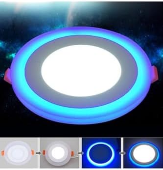 2 Adet Çift Renkli Hero Led Panel 3+3 Watt Dış Çapı 10 Cm Mavi-Beyaz İki Renkli Tavan Spot Lambası