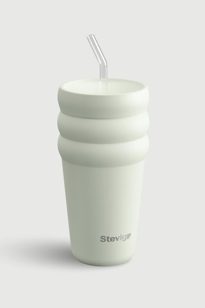 3 Bubble Two-Cap Straw Tumbler Çelik Termos 600 ML Lightest Sky ST-247