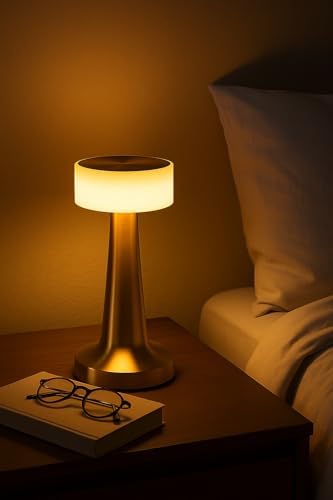 3 Modlu Dokunmatik Denver Altın Masa Lambası Kablosuz Şarj Edilebilir USB Şarjlı Led Masa Lambası Modern Tasarımlı Taşınabilir Gece Lambası Metal Gövdeli