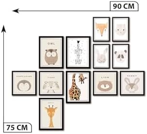 12 Parça Dekoratif Mdf Tablo Seti Çerçeve Görünümlü DKJ046