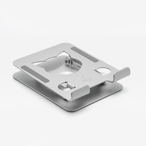 360 Derece Dönebilen Tablet ve Telefon Standı Kedi Figürlü Metal Silver