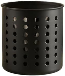 Siyah Silindir Plastik Kaşıklık – Modern Tasarımlı, Delikli Havalı Yapı, Dayanıklı ve Şık Mutfak Düzenleyici