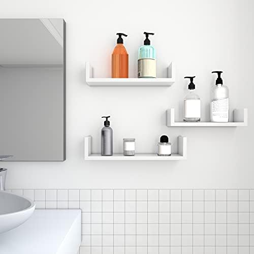 Duvar Rafları, 3'Lü Set, U Şeklinde Yüzer Raflar, Çok Parlak Yüzey, Yaratıcı Fikirler, Mdf'Den Yapılmış Depolama Rafı, Beyaz Lws40Wt