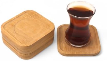 Bambu Kare Çay Tabağı Bardak Altlığı 6'lı Set | Dekoratif ve Doğal Bambu Altlık – Şık ve Dayanıklı Tasarım (10cm x 10cm)