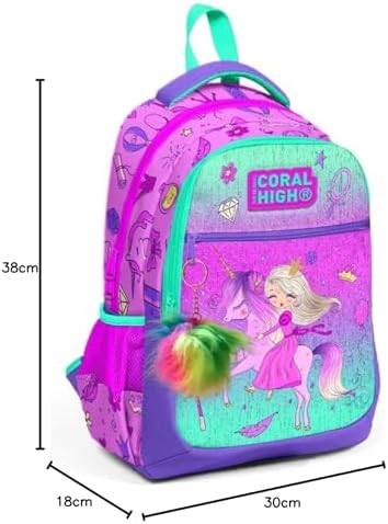 Üç Gözlü Kız Çocuk İlk ve Orta Okul Çantası - Pembe Yeşil ve Prenses