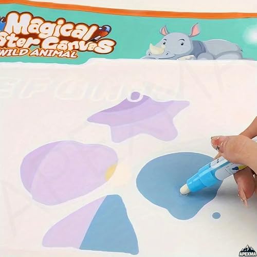 Vahşi Orman Hayvanları Temalı Sulu Sihirli Boyama Halısı - Özel Sulu Kalem Ile Water Su Mat