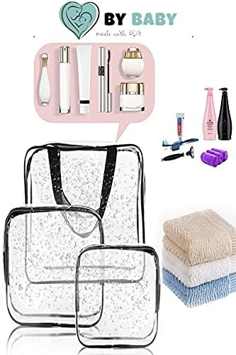 Bybaby Tatil, Plaj, Kozmetik, Makyaj Bakım Çantası Seti, Şeffaf Su Geçirmez, 3 Adet Organizatör Çanta (1 x 3 Adet)
