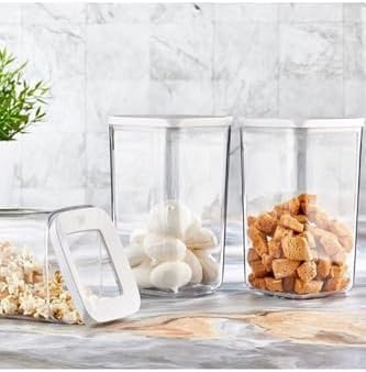 Vakumlu Kare Saklama Kabı 3 Adet 1200 Ml, Beyaz