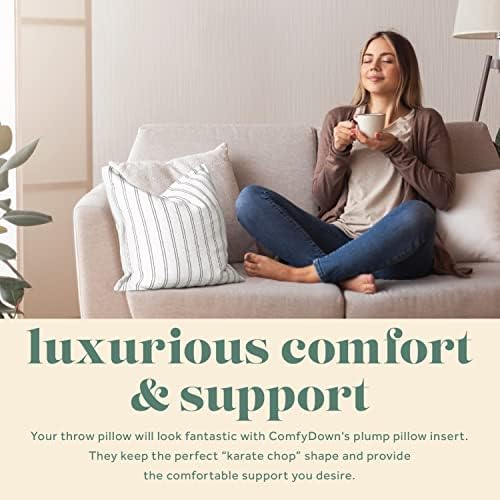 16x24 Dekoratif Kırlent İçi, Kuş Tüyü ve Tüy Dolgusu,%100 Pamuk Kılıf 233 İplik Sayısı, Dikdörtgen Yastık İçi - ABD'de Üretilmiştir (2 Paket)