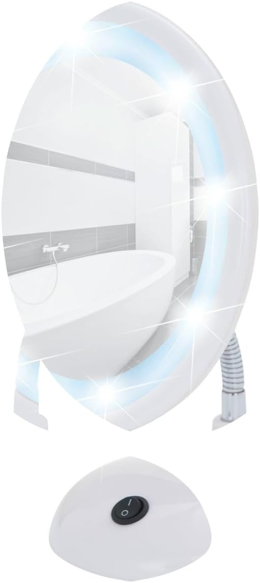 WENKO 3656441100 LED Kozmetik aynası Style Beyaz – Ayaklı ayna, plastik, 17,5 x 28 x 12 cm, Beyaz