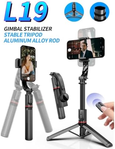 Gimbal Stabilizer Selfie Stick – 2’si 1 Arada Kablosuz Bluetooth Uzaktan Kumandalı, 700mm Ayarlanabilir Yükseklik, iOS & Uyumlu, Titreşim Önleyici Telefon Tripodu | L19