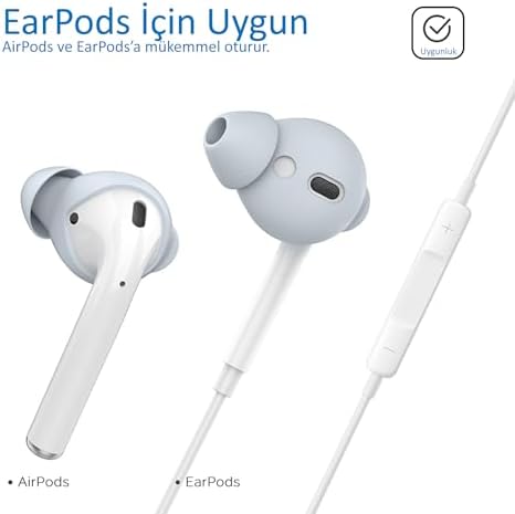 AirPods 1. & 2. Nesil Kulak İçi Kılıf – 3 Çift Small Silikon Uç – 0.5mm Ultra İnce, Kaymaz, Şarj Kutusuna Uyumlu, Konforlu & Hijyenik Kullanım Açık Mavi