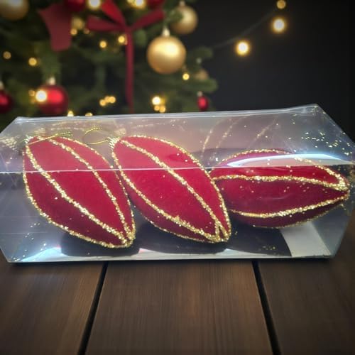 YILBAŞI DAMLA SÜS 12CM KADİFE SİM ŞERİTLİ 3LÜ AST7205