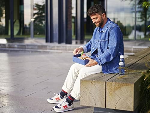 - Yemek kutusu A break large – Bölmeli beslenme kutusu – 8 tereyağı ekmeği için uygundur – 1500 ml – Canlı mavi