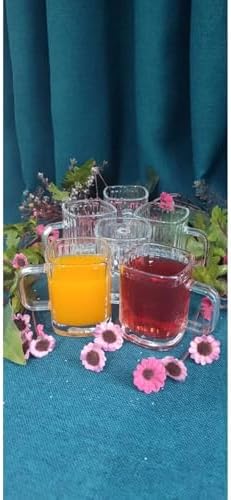 6 Ad. Köşeli Cam Kupa Bardak Çizgili Çok Şık Model