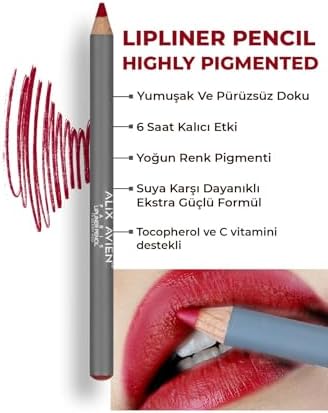 ALIX AVIEN Uzun Süre Kalıcı Dağılma Yapmayan Nemlendirici Dudak Kalemi - Lipliner Pencil 15 Berry Red
