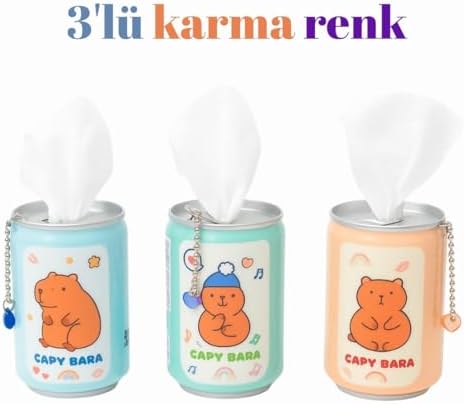 Üçlü Karışık Renk Tasarımlı Taşınabilir Mendil Kutusu – Sevimli Konserve Kutusu Tasarım, Çantada Taşınabilir, Hijyenik ve Pratik Kullanım