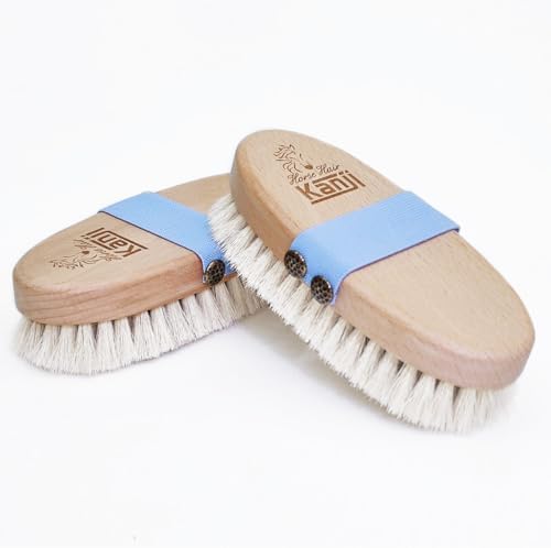 %100 Doğal At Kılı Masaj ve Kuru Fırçalama için Bebe Mavi Kemerli Vücut Peeling Selülit Fırçası