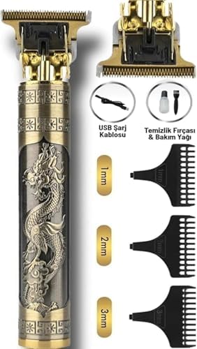 Orret Home Metal Gövdeli Tıraş Makinesi – T-Bıçaklı Saç, Sakal ve Ense Kesme Makinesi, Şarjlı Profesyonel Trimmer, Lazer Çizim ve Epilasyon Öncesi Bakım İçin Tıraş Makinesi