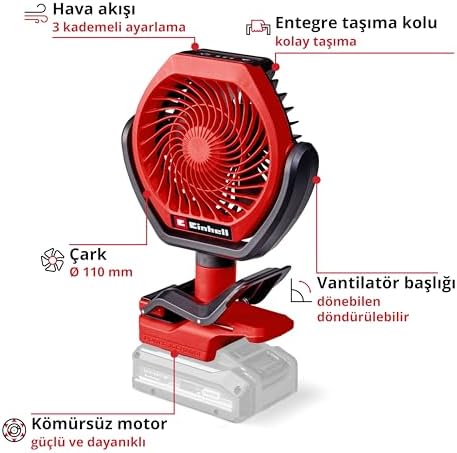 Akülü Vantilatör GC-CF 18/110 Li-Solo Power X- (18 V, kömürsüz, 3 hız ayarı, sonsuz ayarlanabilir, birçok montaj seçeneği, akü dahil değildir)