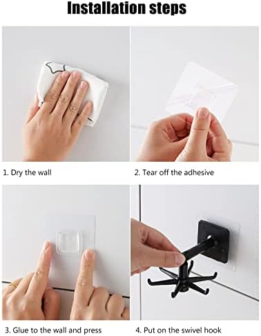 Mutfak Gereç Tutucu Mutfak Asılı Beyaz, Delmeden Mutfak Askısı, Kendinden Yapışkanlı Mutfak Tutucu, 6 Kancalı, Saklama Düzenleyici Rafı, Mutfak/Banyo/ için, Mutfak Gereçleri, Asma Raf, 4 Adet