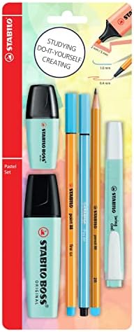 - Kalem Seti - Tek Pastel Renk - 6'lı Set - Mavi