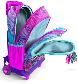 Işıklı Tekerlekli Pembe Mor Kaplumbağa Çekçek Okul Çantası - Kız Çocuk