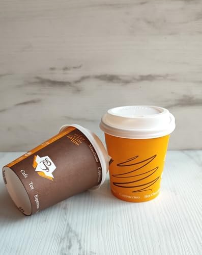 8 oz Kapaklı Karton Bardak 100 Adet Bardak+ 100 Adet Kapak